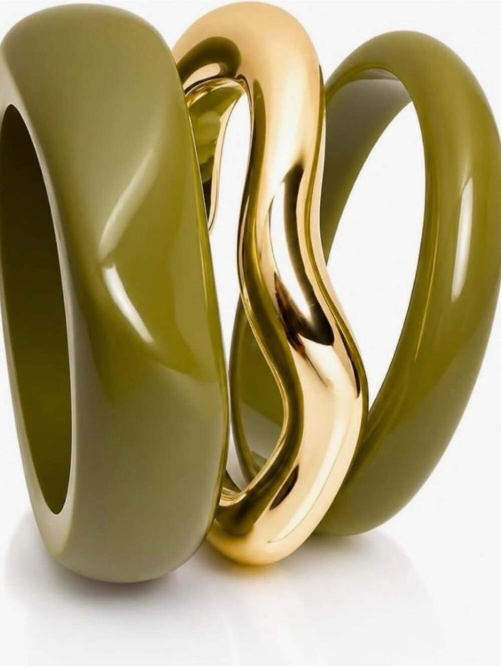 Olive Green and Gold Modern Bracelet Ser